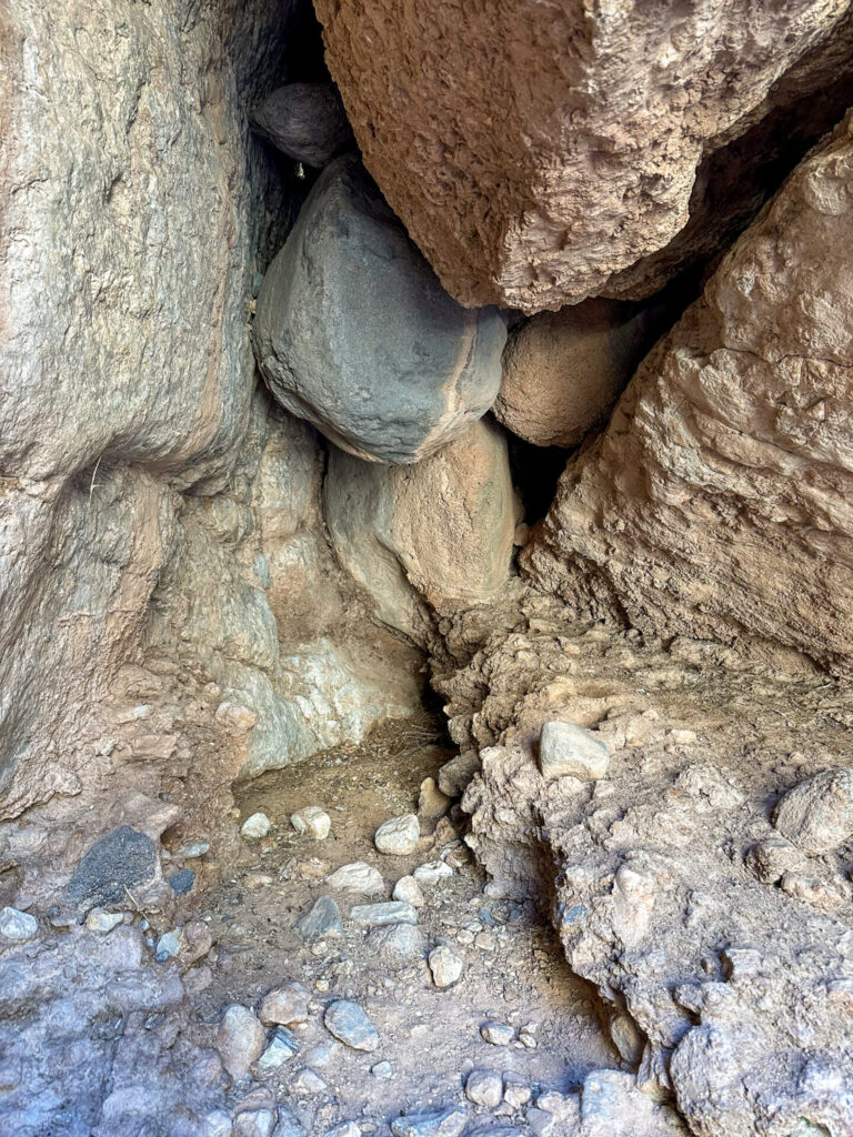 Large Boulders Wedged in a Narrow Section