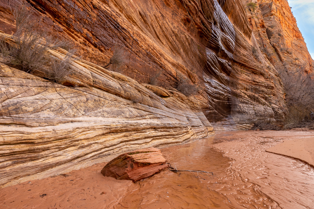 Wide Trickling Waterfall Down the Canyon Wall