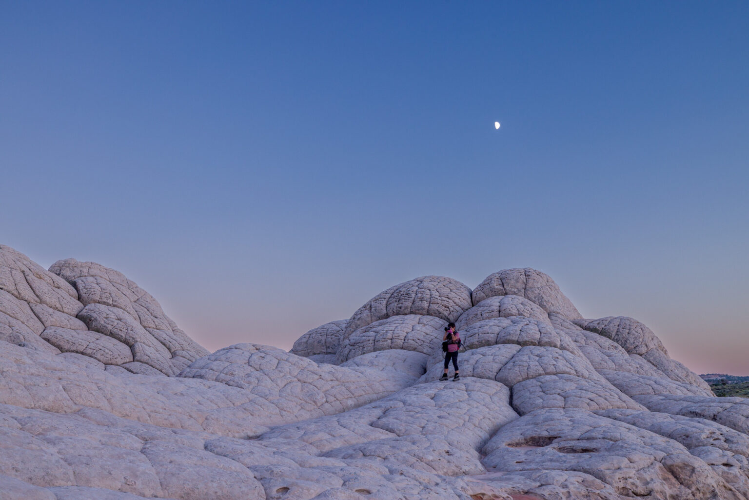 Wife on the Rocks in Twilight