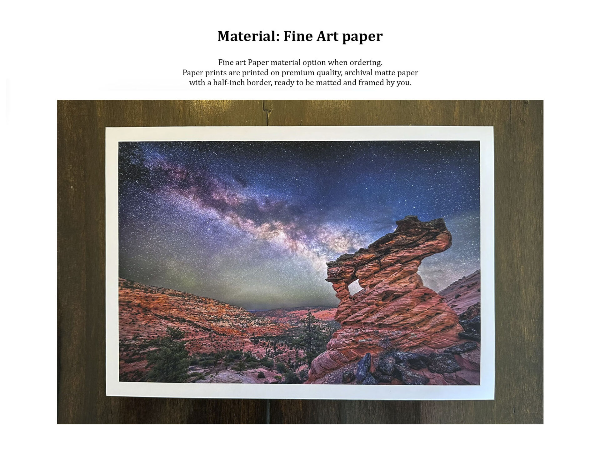 Description of what you get when selecting Fine Art Paper as Material.