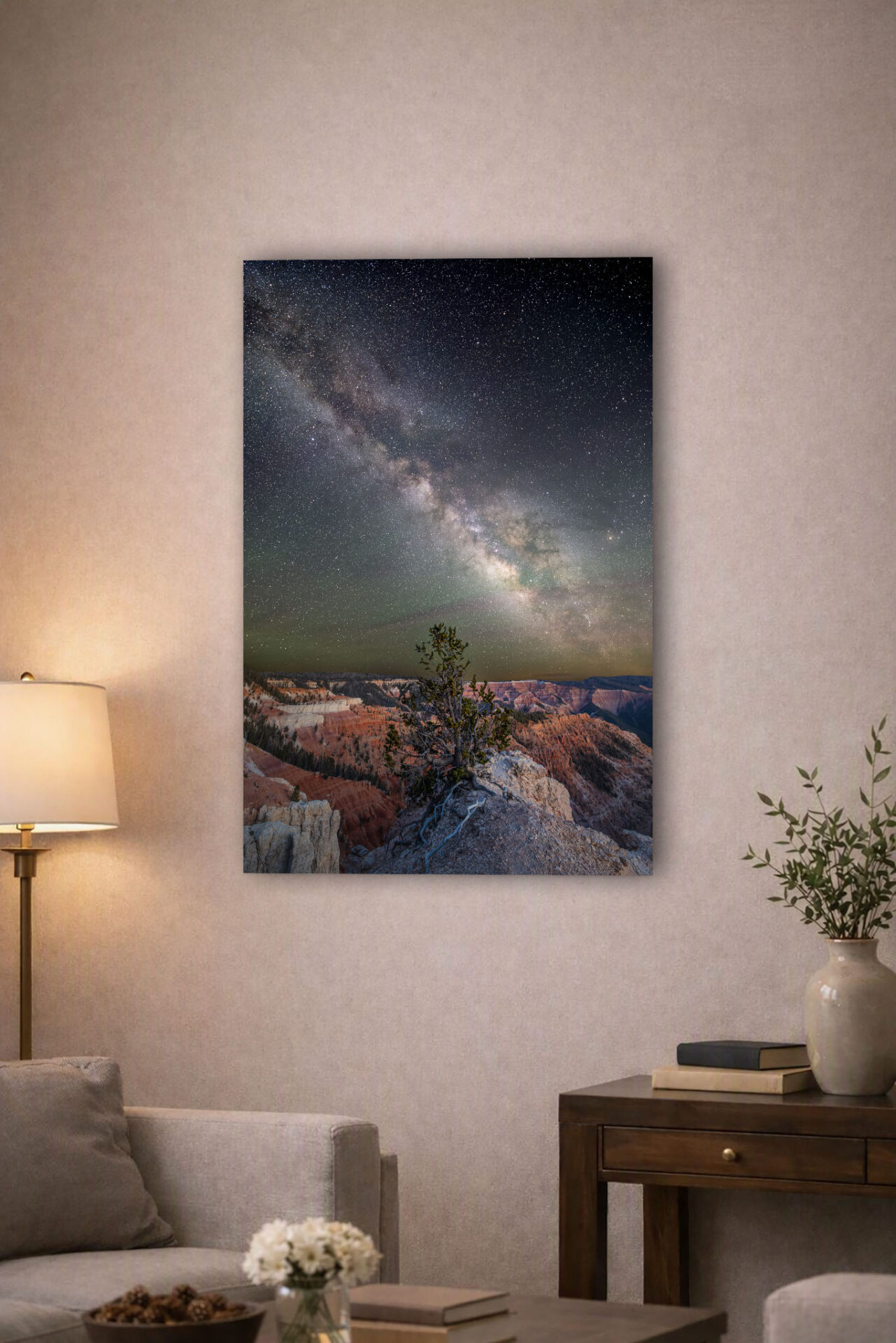 A wall display of the fine art print "Night at Cedar Breaks."